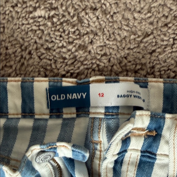 Old Navy Kids Striped Blue and White Jeans - Picture 2 of 3